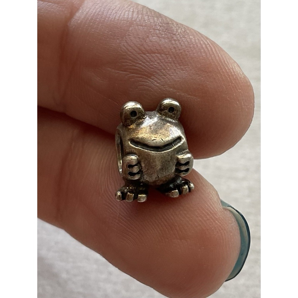 Pandora Retired Sterling Silver Happy Frog Charm ALE 925 - Picture 2 of 7